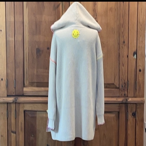 COPY - NWT Kerri Rosenthal Smiley 😊 Face Hooded Cardigan Multicolor Stitching S… - Picture 5 of 17
